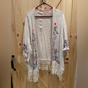 Rewind,ladies embroidery and pom-pom kimono